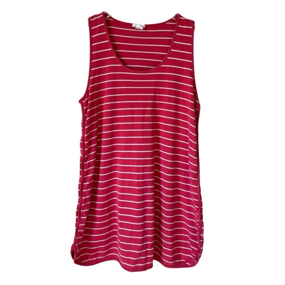Lake Pajamas Pima Tank Gown Coral Stripe XS - Picture 1 of 3